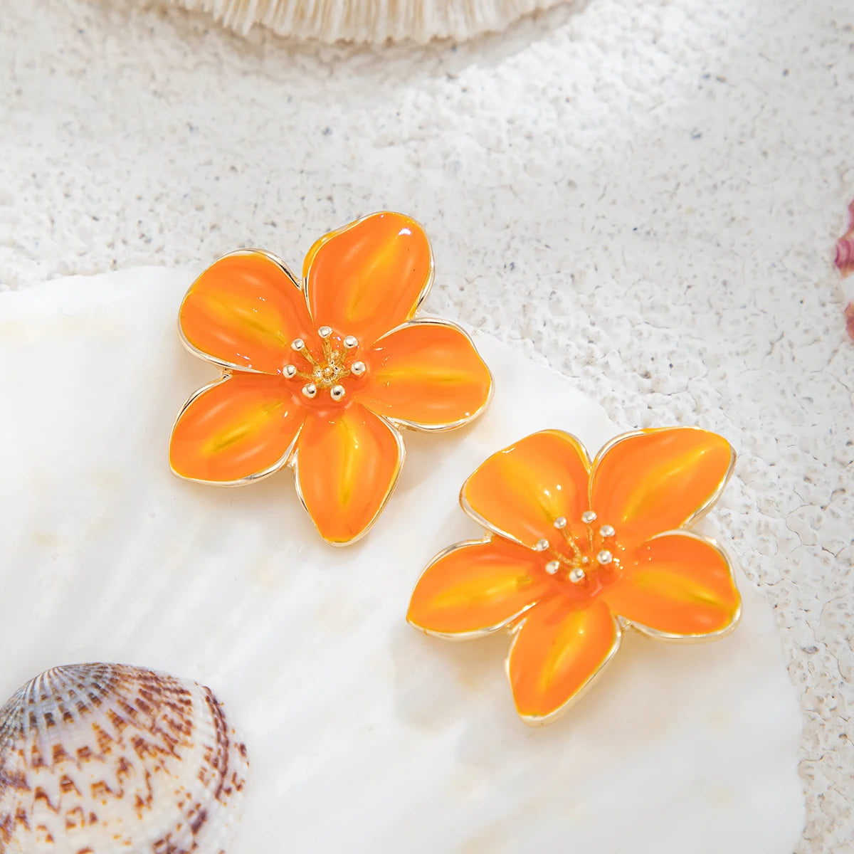 Ingemark Boho Y2K Colorful Drip Oil Petal Flower Stud Earrings Women Sweet Exquisite Piercing Earrings Bridal Aesthetic Jewelry