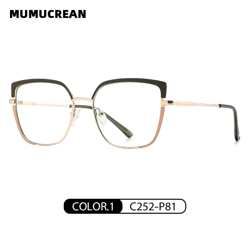 Fashionable anti-blue light glasses for women with a spring-legged metal frame in two colors; suitable for myopia.