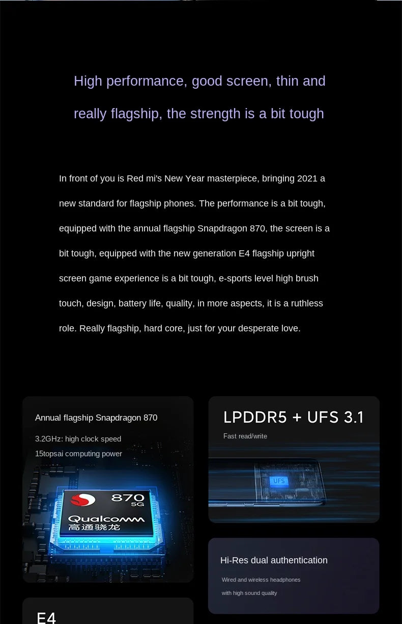 Global Version Xiaomi Redmi K40 Pro Smartphone cecular Snapdragon 888 6.67inch 120Hz E4 AMOLED Display 64MP 33W Fast used phone