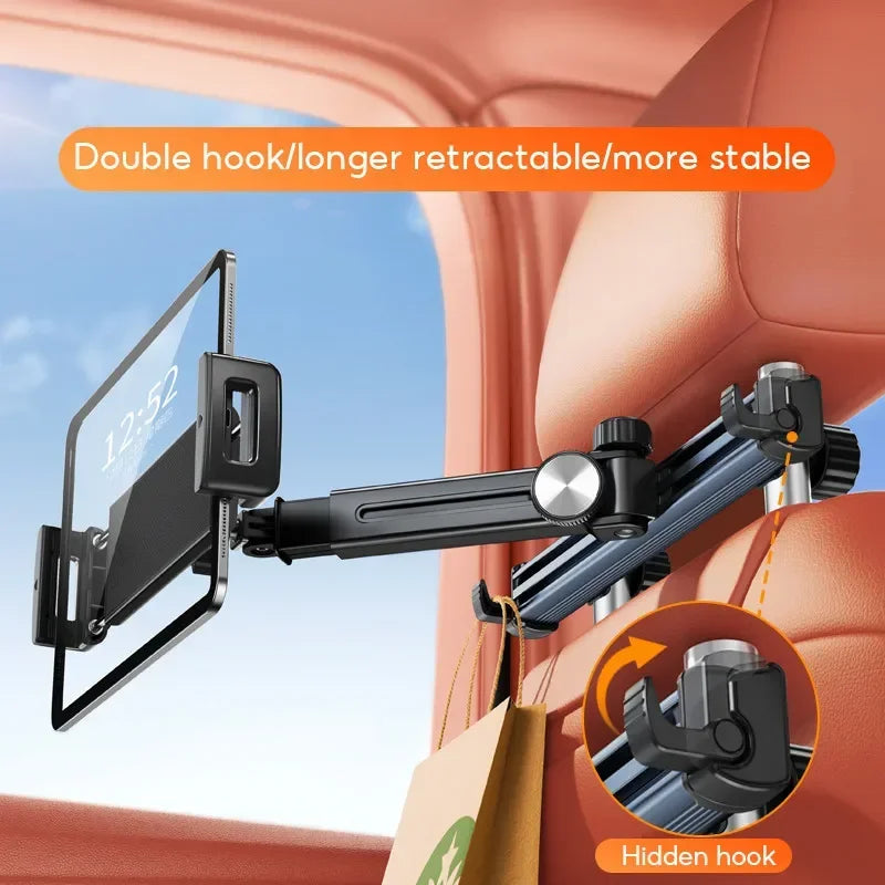 Hipacool Car Phone Holder Tablet Seat Back Stand Headrest Back Seat with 360° Rotatable for 4.7-12.9" for iPhone iPad Universal