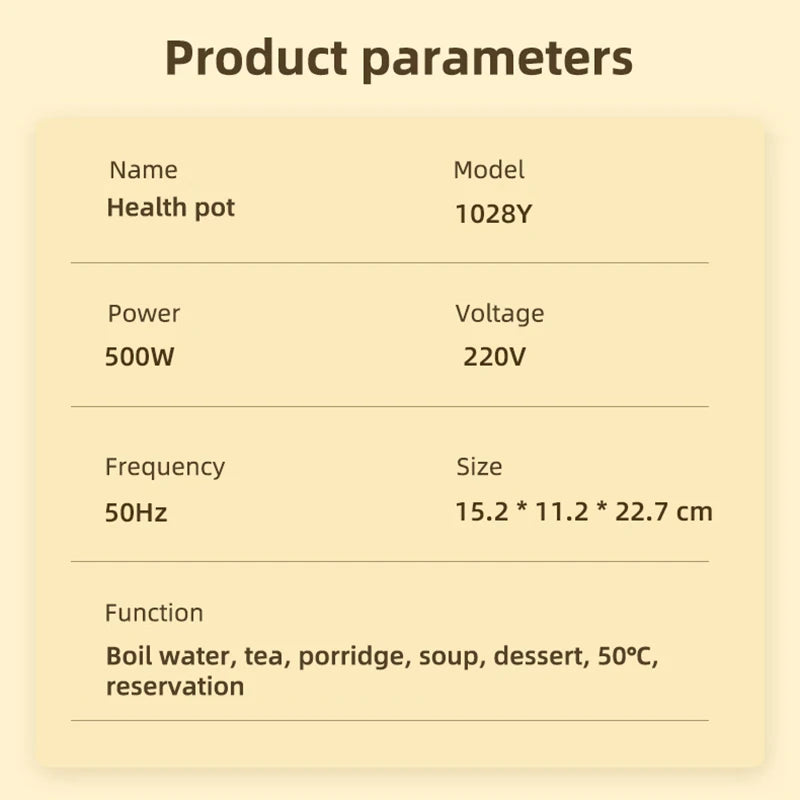 800ml Portable Electric Kettle Multifunctional Health Pot Thermo Pot Smart Teapot Travel Boiled Water Kettle Multi Cookers 220V