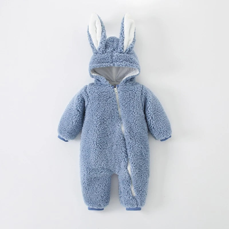Newborn Baby Winter Warm Romper Girl Overall Polar Fleece Clothes Boys Jumpsuit Costume Infant Rabbit Pajamas Jacket 3-12 Month