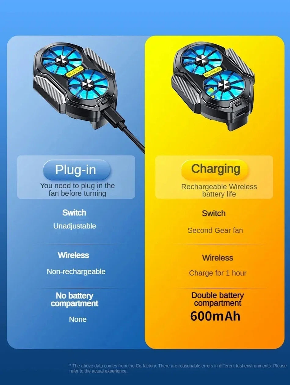 FS01 Dual Fan Rechargeable Mobile Phone Cooler Mini Back Clip USB Radiator Long Lasting Stronger Cooling Air For 62-92mm Phone