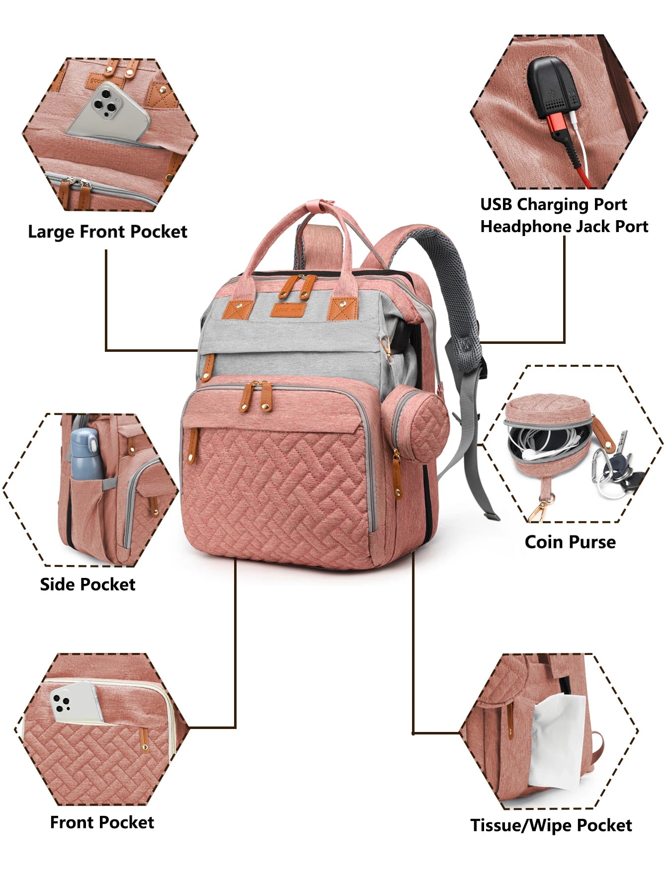 Baby Diaper Bag Backpack, Baby Bags for Boys Girls, Diaper Backpack Bag with a Changing Station, Large Travel Back Pack