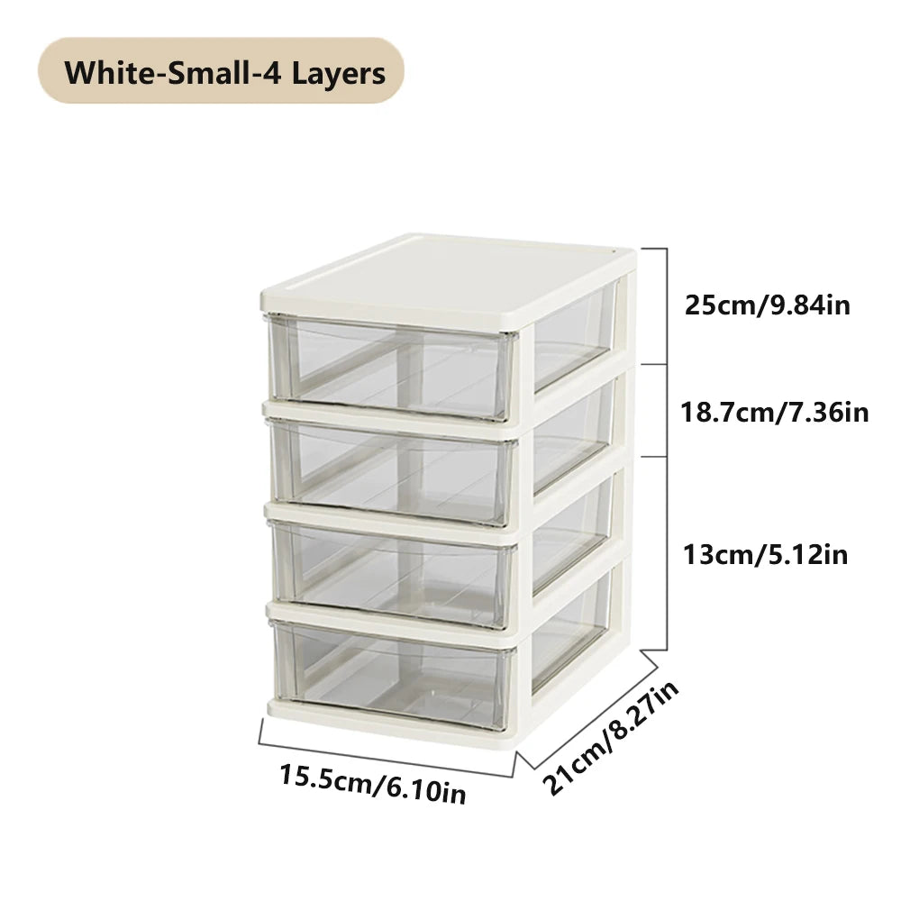 Desktop Storage Box with Drawers 2-6 Layers - Heightened Table Organizer for Office Home