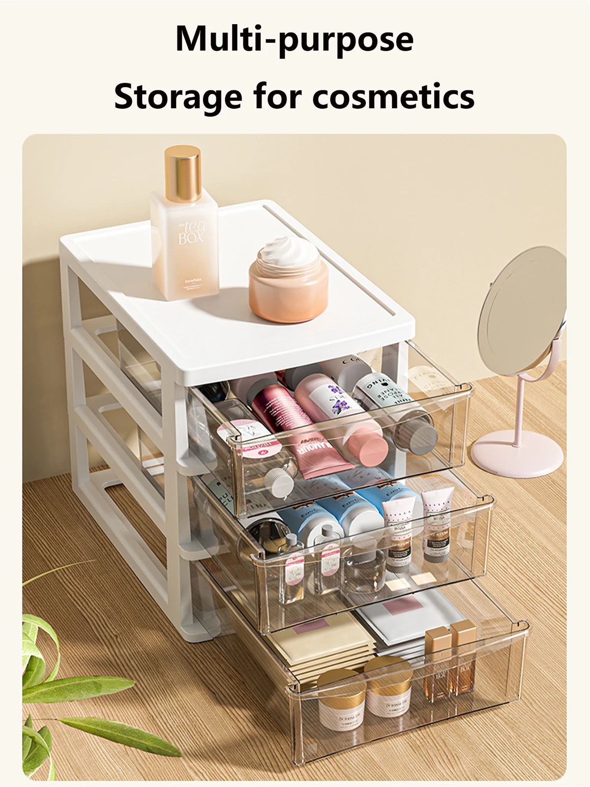 Desktop Storage Box with Drawers 2-6 Layers - Heightened Table Organizer for Office Home