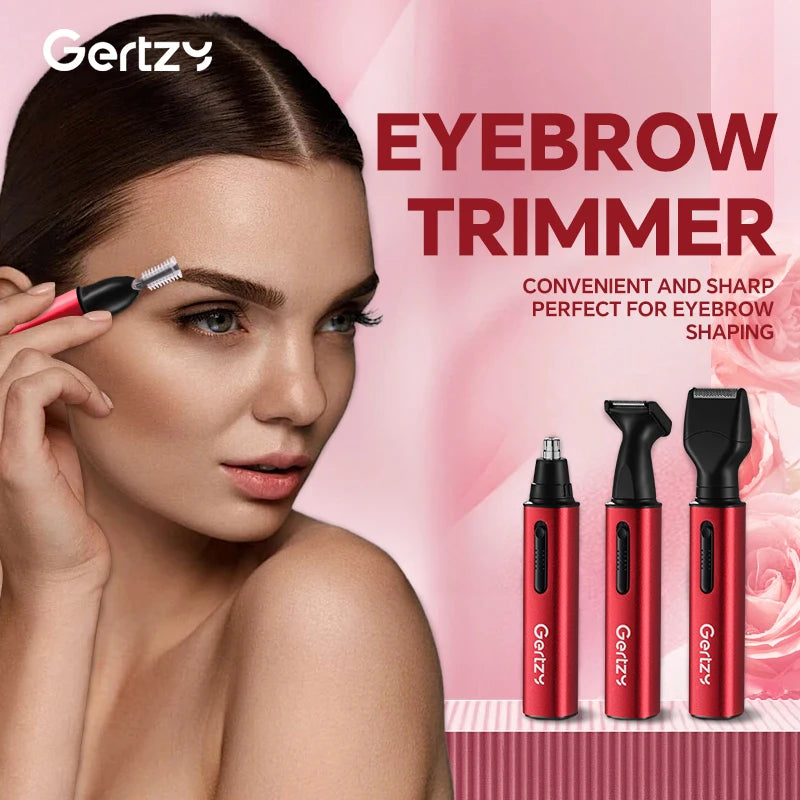 1 rechargeable ear and nose hair clipper kit - USB charging, 4 interchangeable heads, men's and women's portable design