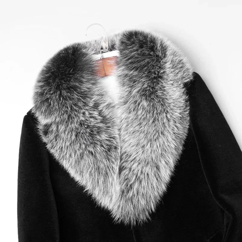 2024  Men's Imitation Fur Liner Winter Warm New Fur One-piece Coat Imitation Mink Fleece Mid-length Fur Coat  Men Jacket