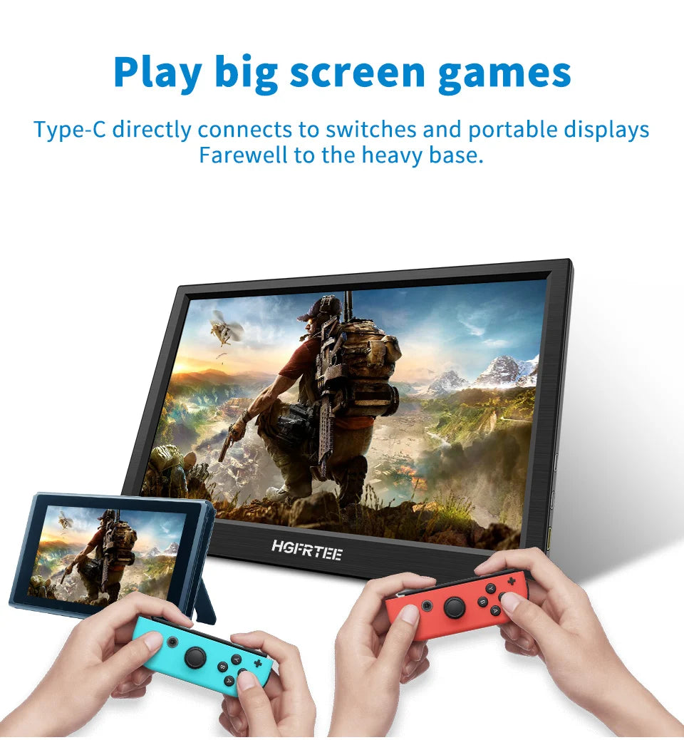 HGFRTEE portable monitor 11.6inch laptop monitor 768 display external monitor suitable for laptop and computer built-in speakers