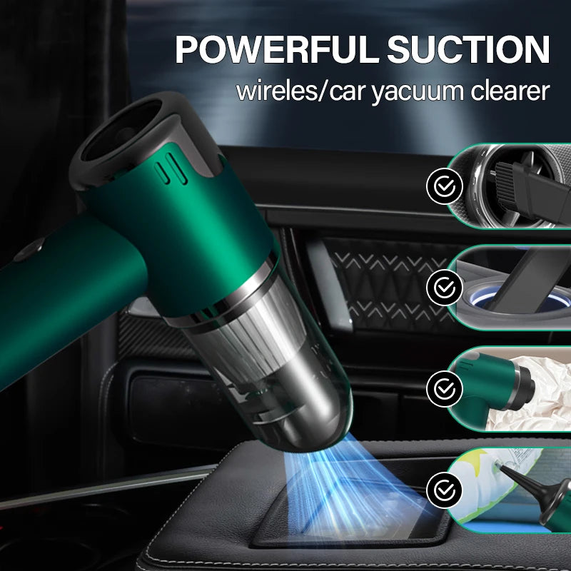 Car and home dual-purpose cordless vacuum cleaner, 3-in-1 rechargeable powerful handheld vacuum cleaner, 2000*2 battery
