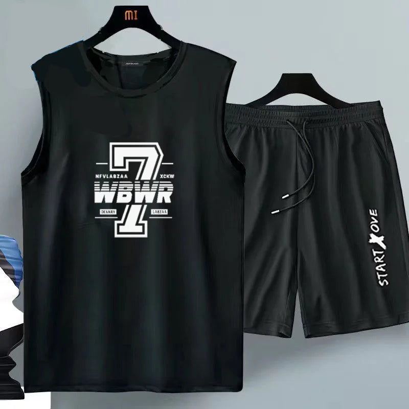 Men's Clothing 2025 New Men's Summer Casual Breathable 2-Piece T-Shirt + Shorts Suit Athletic Loose Fit Set Men's Tank Top