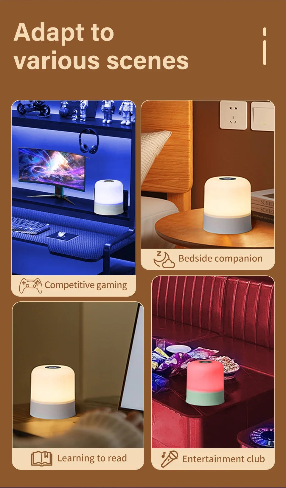 LED Table Lamp Touch Bedside Lamp 13 Color Changing Night Light Room Decor Remote Dimmable Rechargeable Bedside Night Lamp