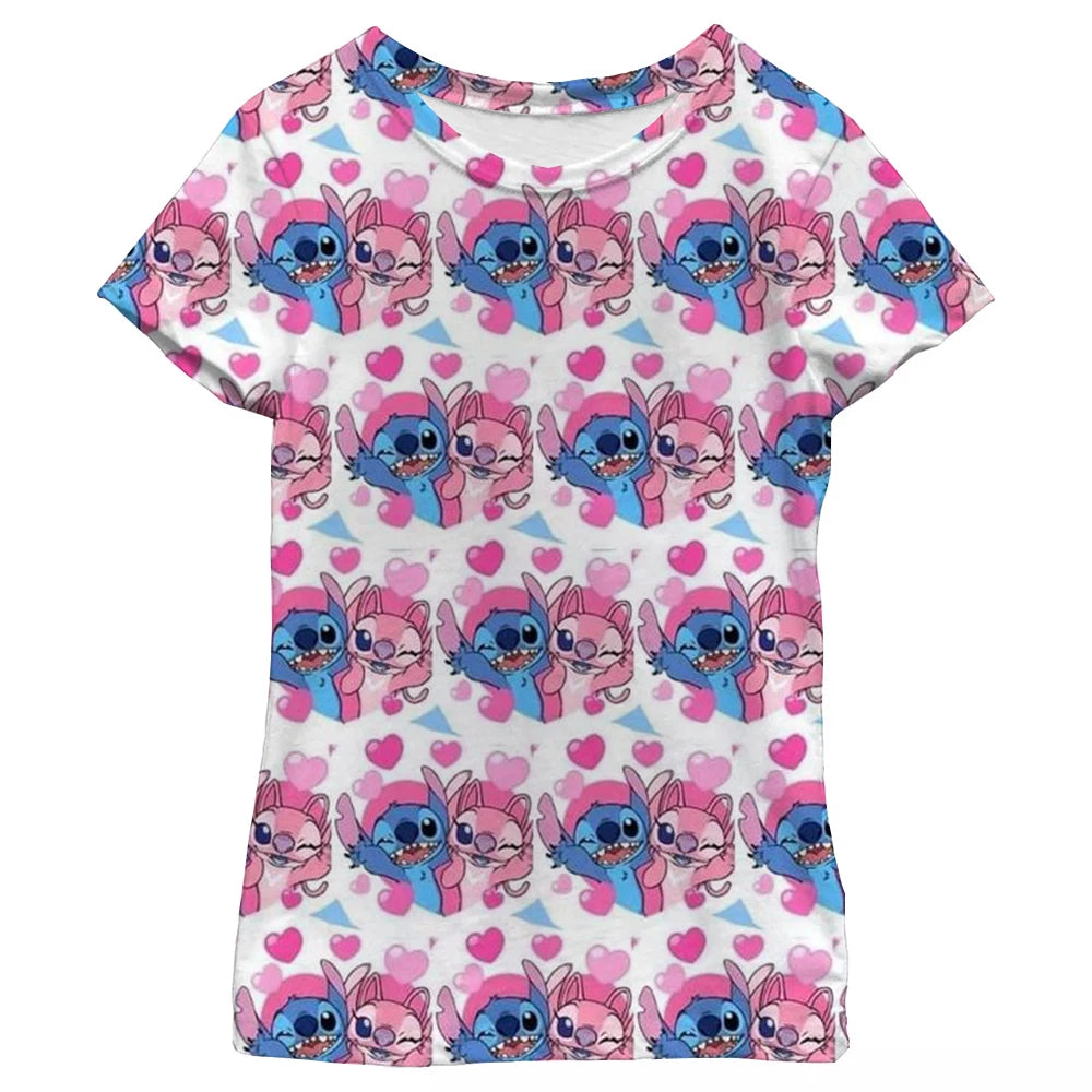 New Kawaii Lilo Stitch Cartoon T Shirt Children Kids Stitch Cute Manga T-shirt Y2k Graphic Tshirt Girl Boy Top Tees Lilo Stich
