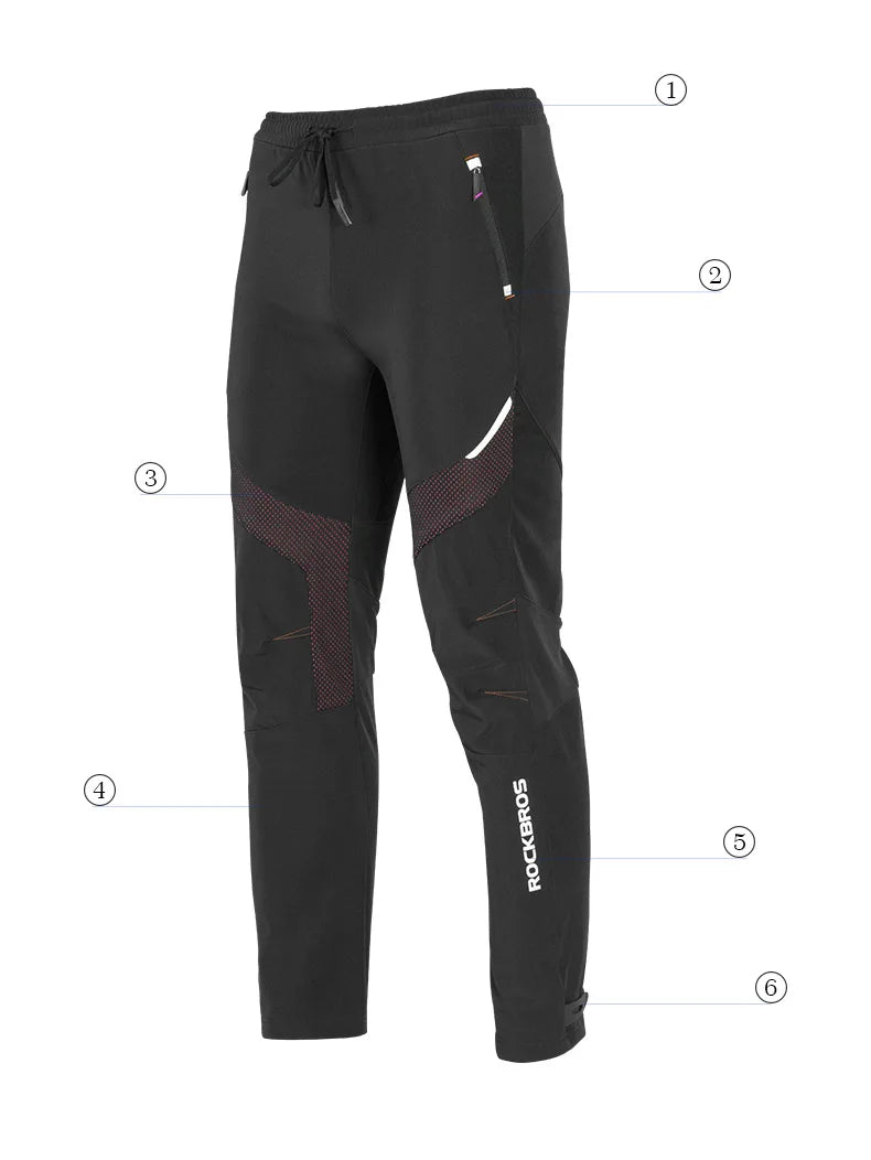 ROCKBROS Winter Cycling Pants Men Fleece Sport Reflective Trousers Keep Warm Thermal Bicycle Bike Mtb Pants Running Clothings