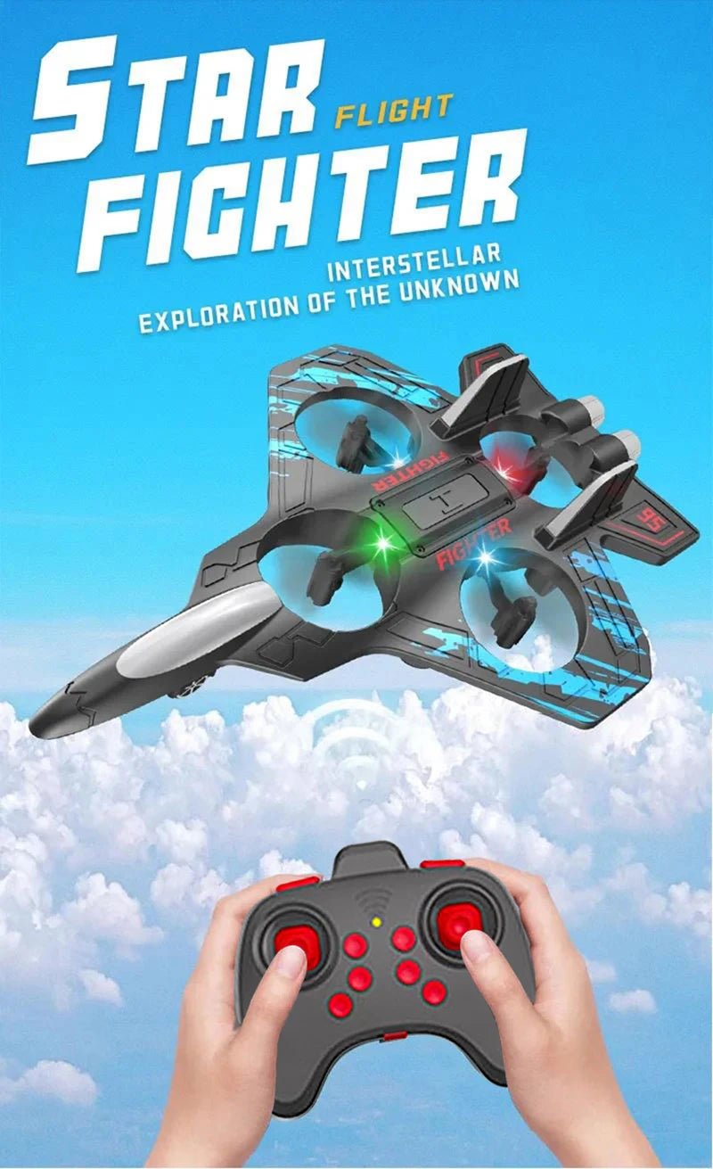 RC Fighter Airplane Mini Drone Remote Control Jet Plane Stunt Drone for Adults & Kids Toy with Light