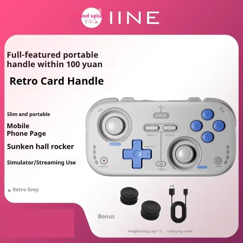 IINE Pocket Mini Controller Palm-Sized Gamepads 1000hz Hall Joystick Short Video Remote Control Suitable for NS2 Android iPhone