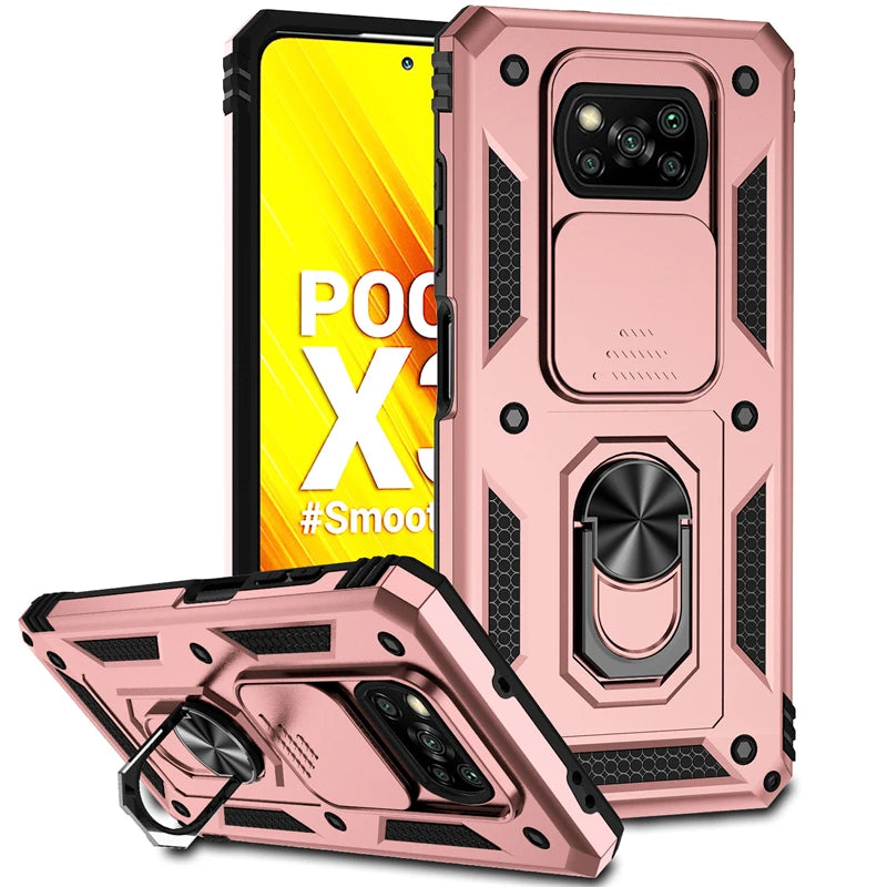 For Xiaomi Poco X3 Pro Case Armor Car Magnetic Holder Phone Cases For Poco X3 NFC X 3 Pro X3Pro Slide Camera Protect Back Cover