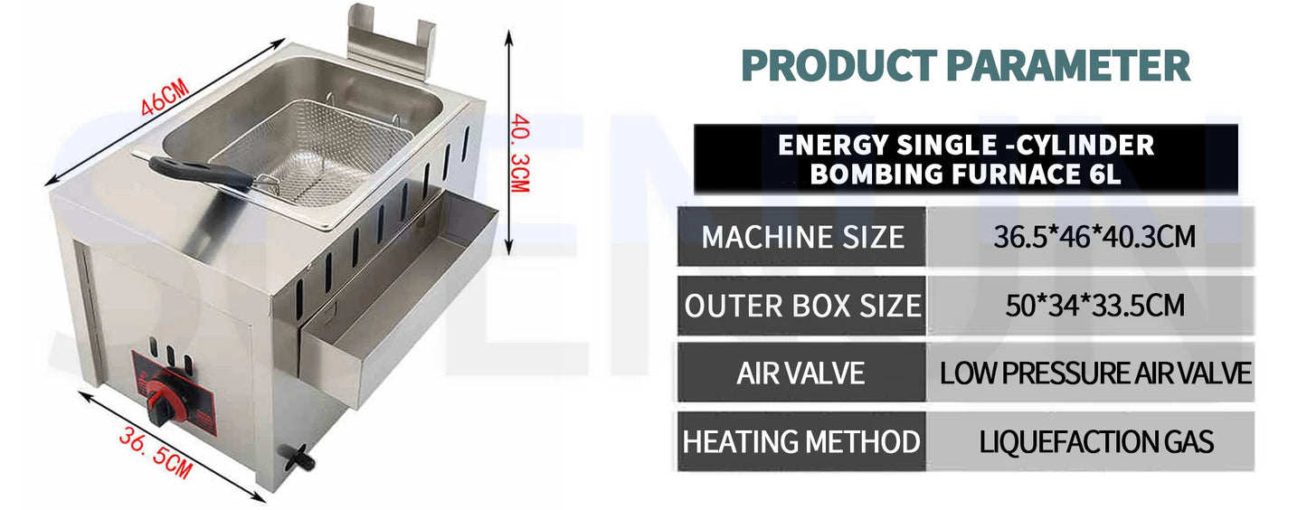 12L Stainless Steel Gas Fryer Countertop Fried Chicken French Fries Machine Commercial Deep Fryer Machine with Dual Tanks