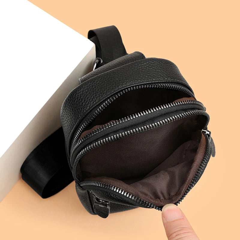 Luxury Genuine Leather Men's Chest Pack Shoulder Bags Fashion Messenger Sling bag Brand Travel Bags Crossbody Unisex Sac Wallet