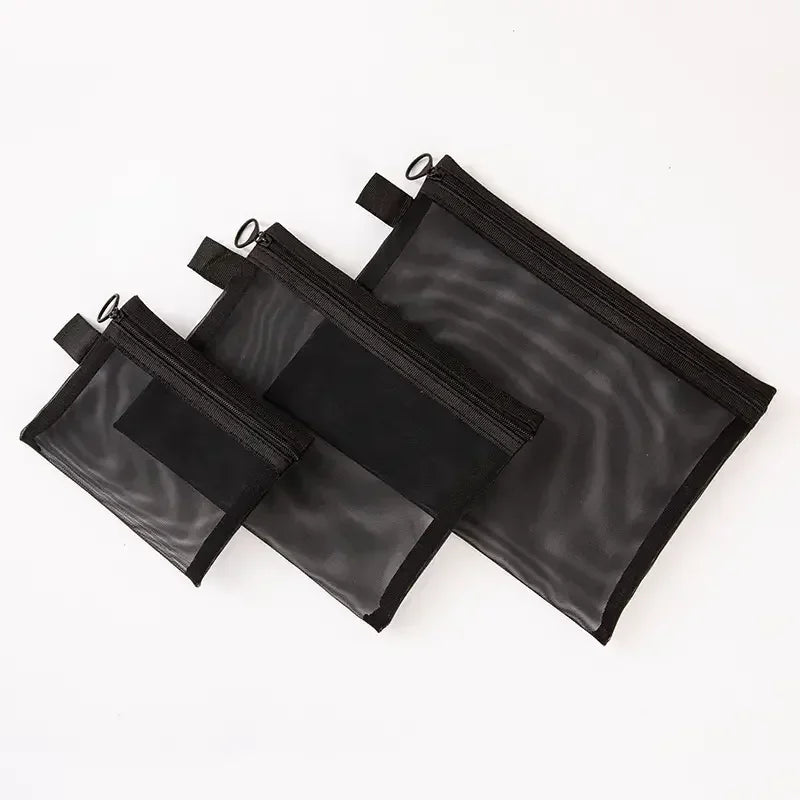 1/12pcs Mesh Clear Cosmetic Bags Small Large Black Makeup Bag Portable Travel Toiletry Organizer Case Lipstick Storage Pouch