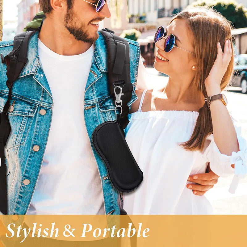 Portable Zipper Soft Glasses Case With Carabiner Sunglasses Case Zipper Eyeglass Pouch Glasses Protective Shell Bag 2 Style