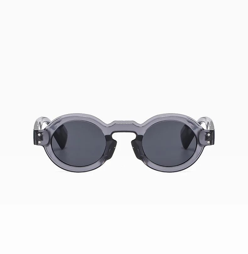 Round Sunglasses Women Men Punk Double Color Shades Retro Rivets Decoration Trending Sun Glasses Clear Lens Frame UV400