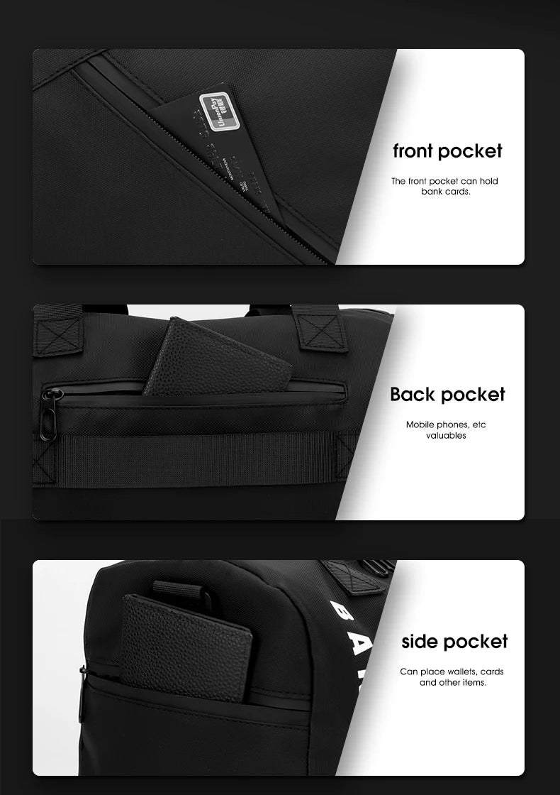 Unisex Large Capacity Handbag Crossbody Shoulder Bag Water-resistant, Gym Bag, Travel Bag for Men, Also Fits on Luggage Trolley