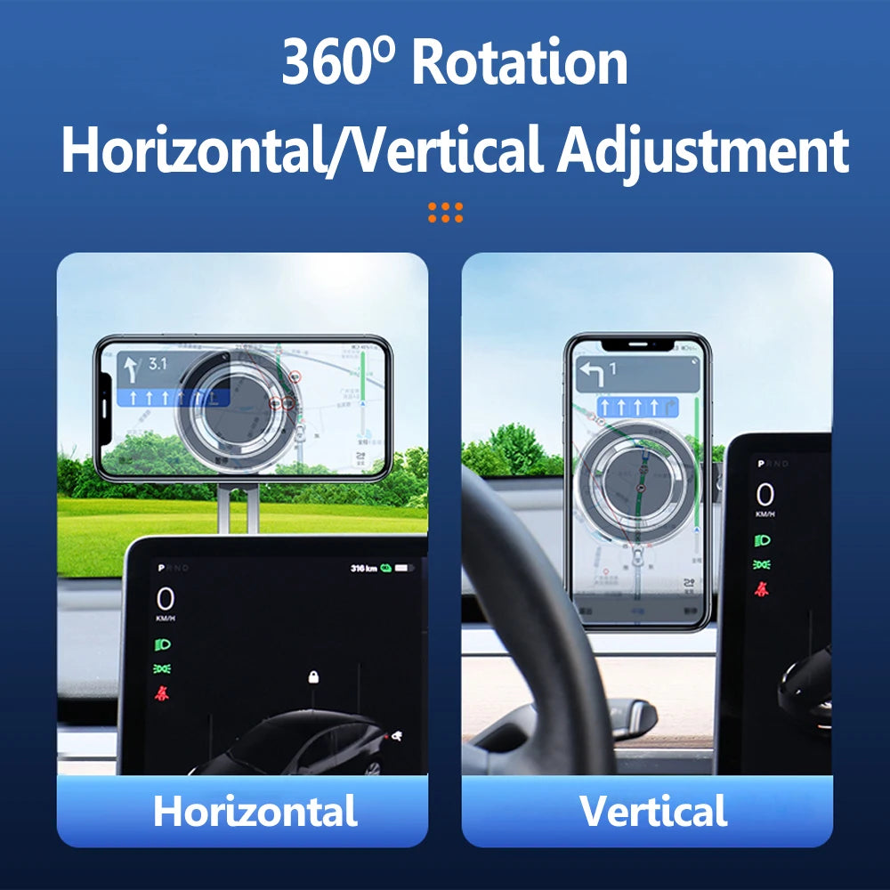 Magnetic Car Phone Holder Adjustable Foldable Telescopic Strong Magnetic GPS Mount Support for IPhone 14 13 12 MagSafe Charger