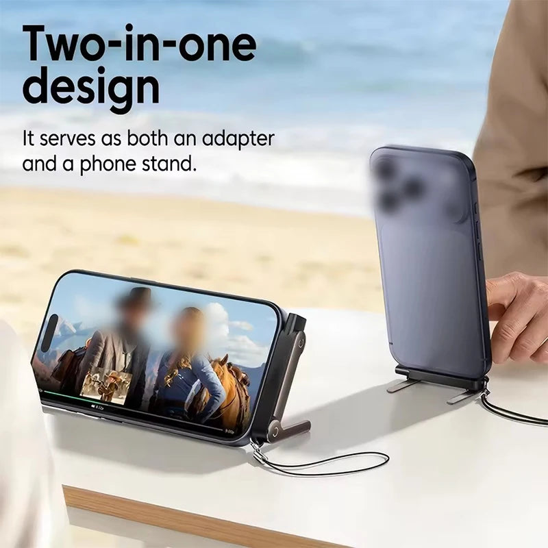Charging 240W Fast Charging OTG Adapter Type-C Male to USB-C Female Converter,2 IN 1 Bracket With Foldable Phone Holder For Type