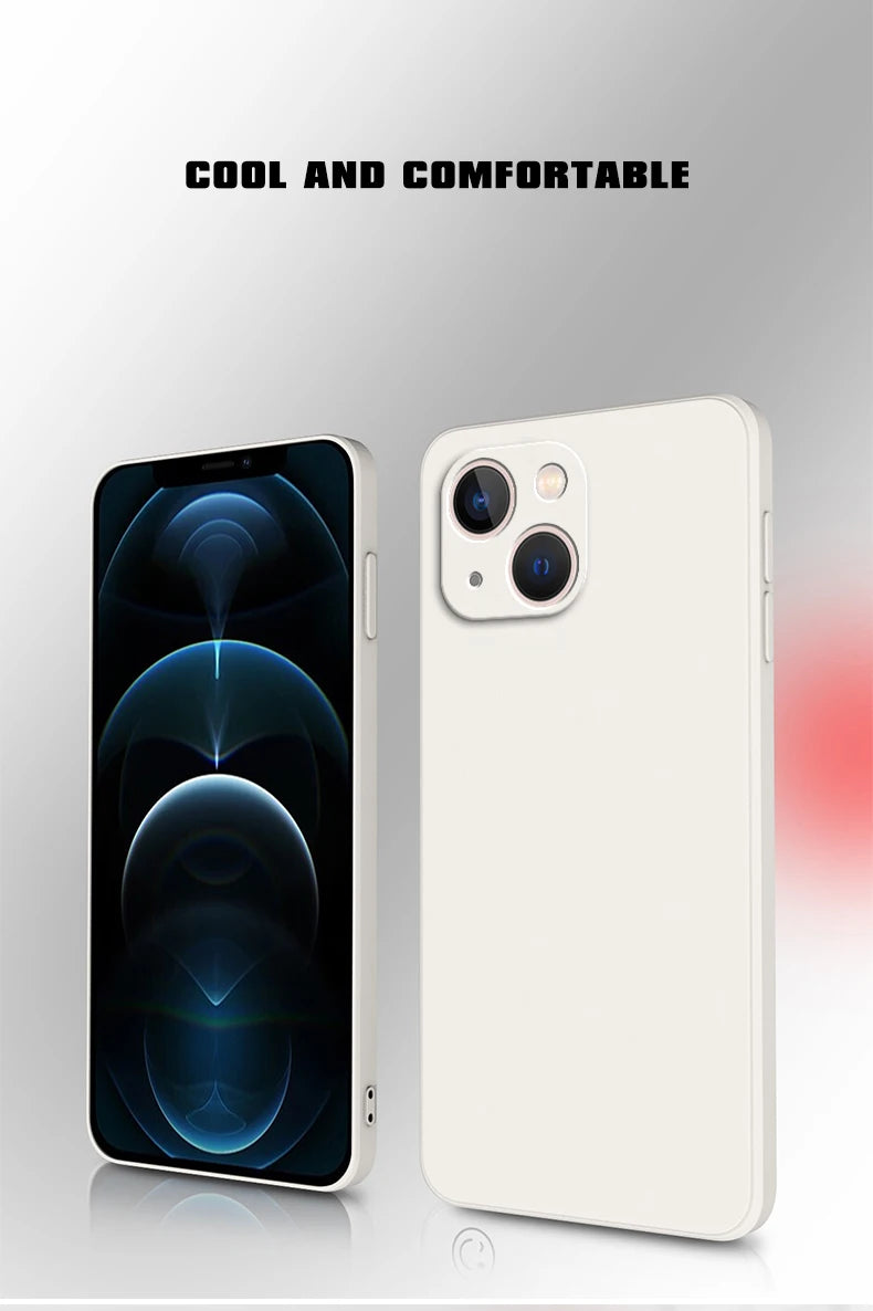 Original Square Liquid Silicone Funda Case for iPhone 15 13 Pro Max X XS 11 12 14 Plus Luxury Camera Protective Cover