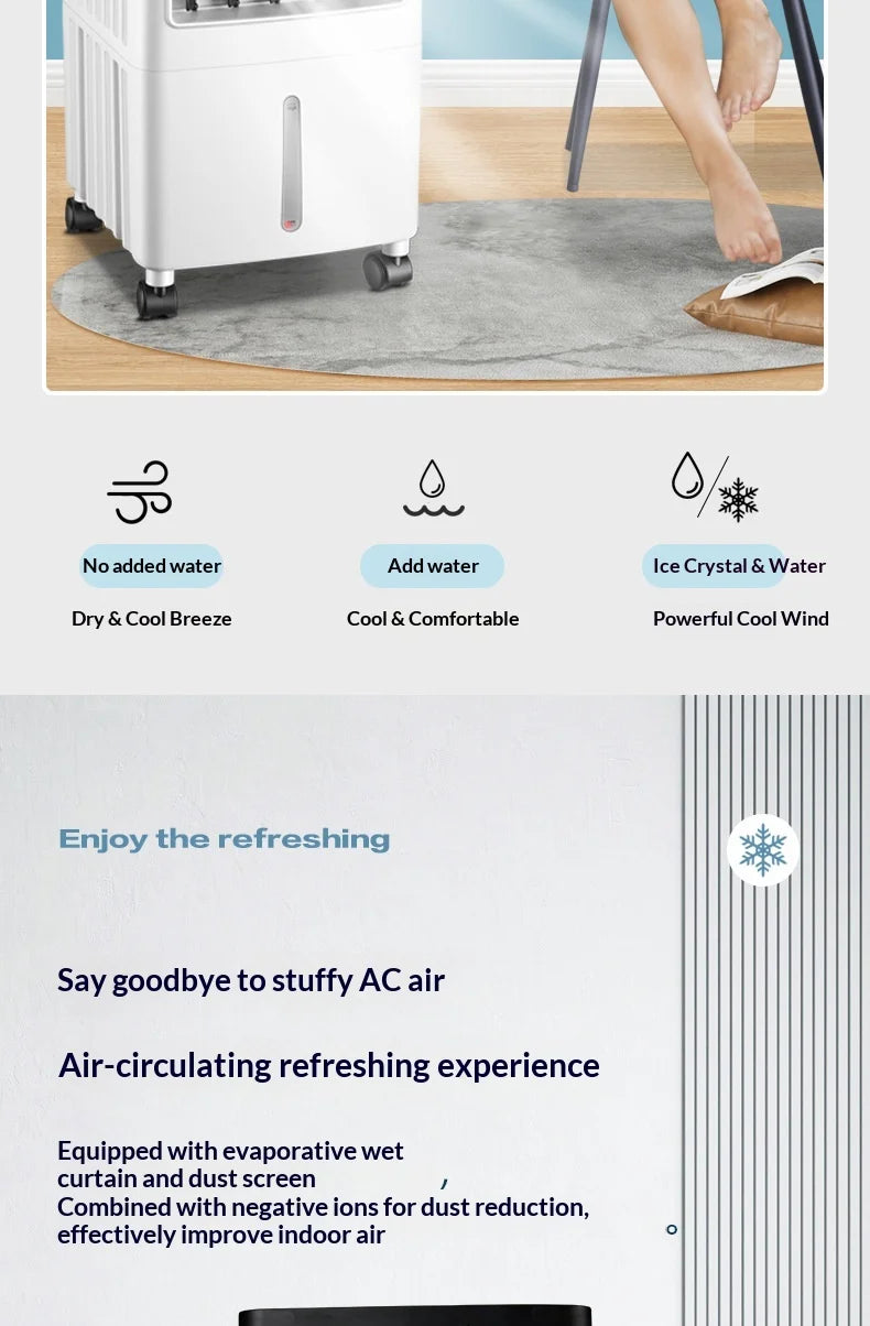 Remote Control Air Cooler Portable Water Cooling Fan Mini Mobile Air Conditioner Household Refrigeration Fan EU US UK Plug