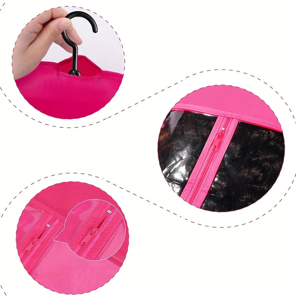 1/3/6pcs Premium Wig Storage Bags with Sturdy Metal Hangers - Black Transparent Design for Multiple Wigs & Hair Extensions
