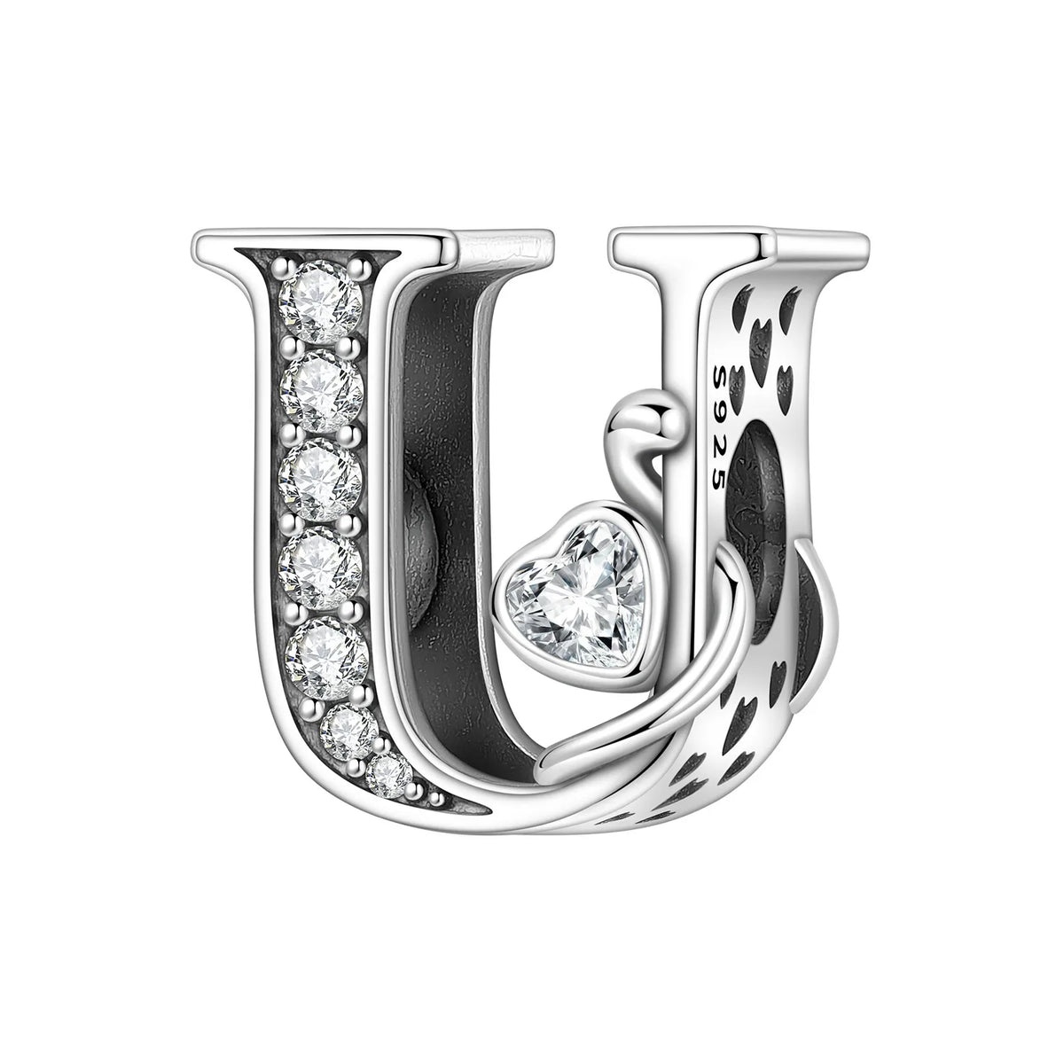 2026 New 925 Sterling Silver Zircon Scroll Grass Pattern 26 Letter Bead Charms for Women Fit DIY Bracelet Necklace Jewelry Gift