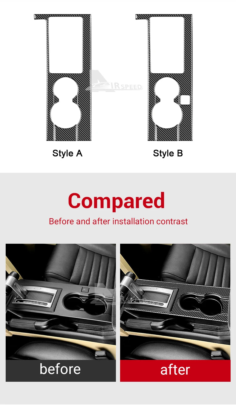 Real Soft Carbon Fiber Sticker For Ford Mustang 2005 2006 2007 2008 2009 Accessories Interior Trim Car Gear Shift Panel Cover