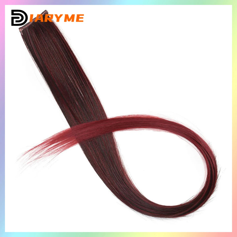 Colorful Hair Extensions Curly One Clip in Synthetic Long Hairpiece For Girls Women Kid Multi-colors Party Highlights Wig Piece