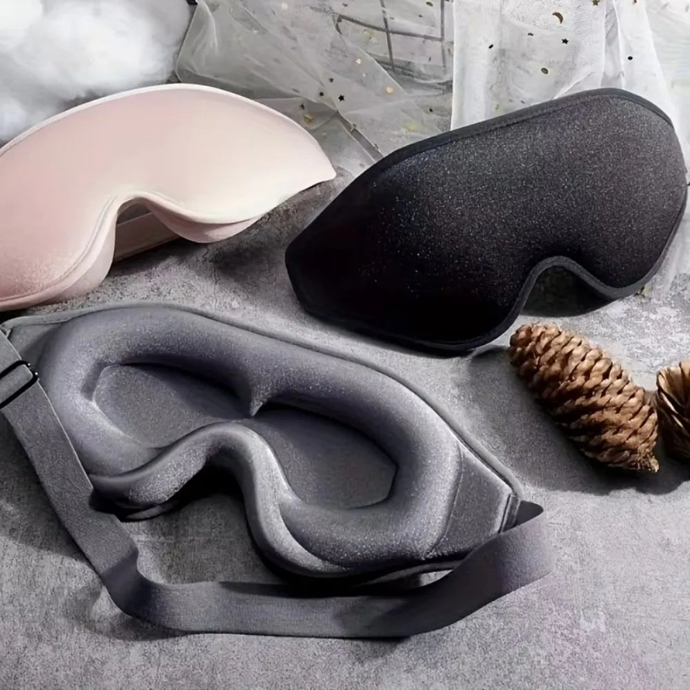 1-piece 3D stereoscopic eye mask with shading and sleep design, breathable and soft fabric, adjustable straps