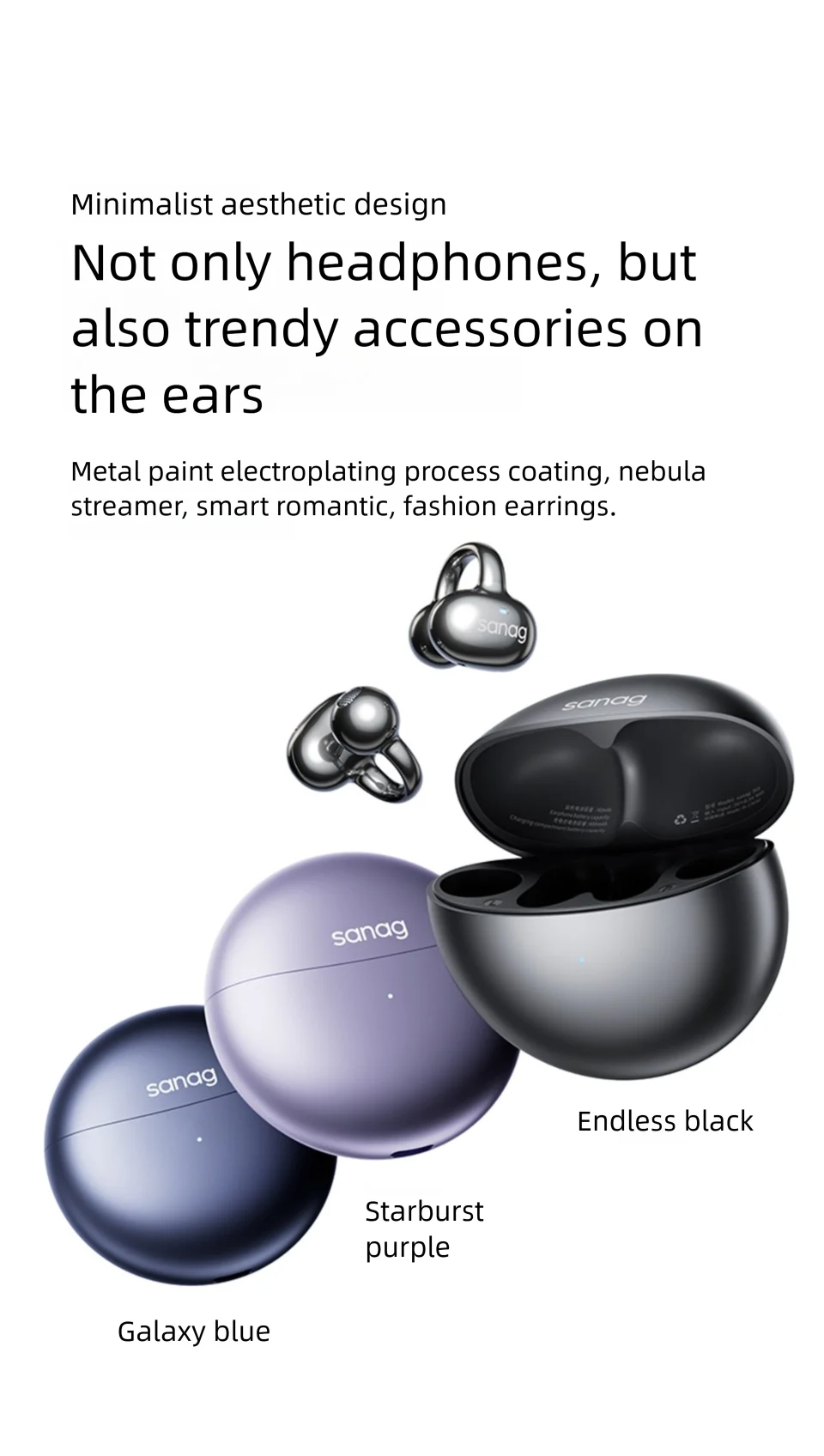 Sanag S6S AI Earphone Open Ear Earphone FreeClip 3D Stereo Sound Bluetooth 5.3 OWS Sport Headphones IPX4 Waterproof