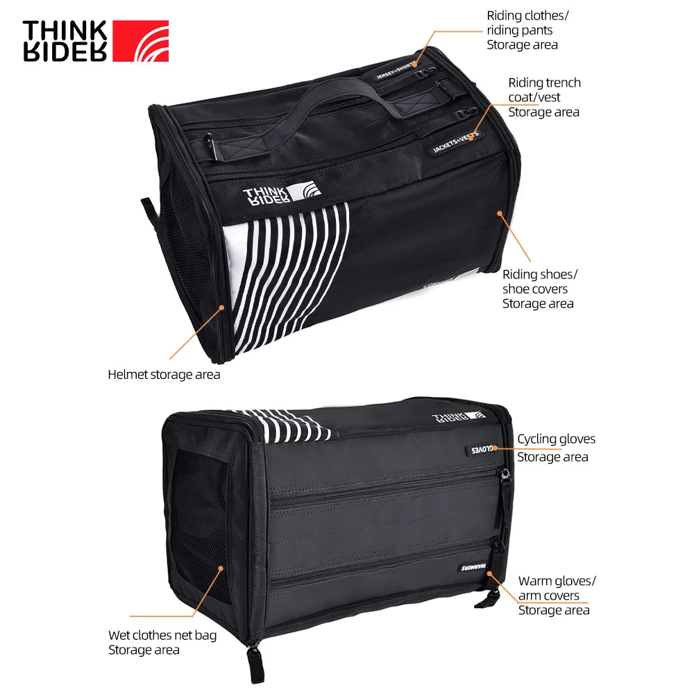ThinkRider Race Day Essential Cycling Rain Bag Tote with bike helmet and riding shoes, bowling bag, gym bag