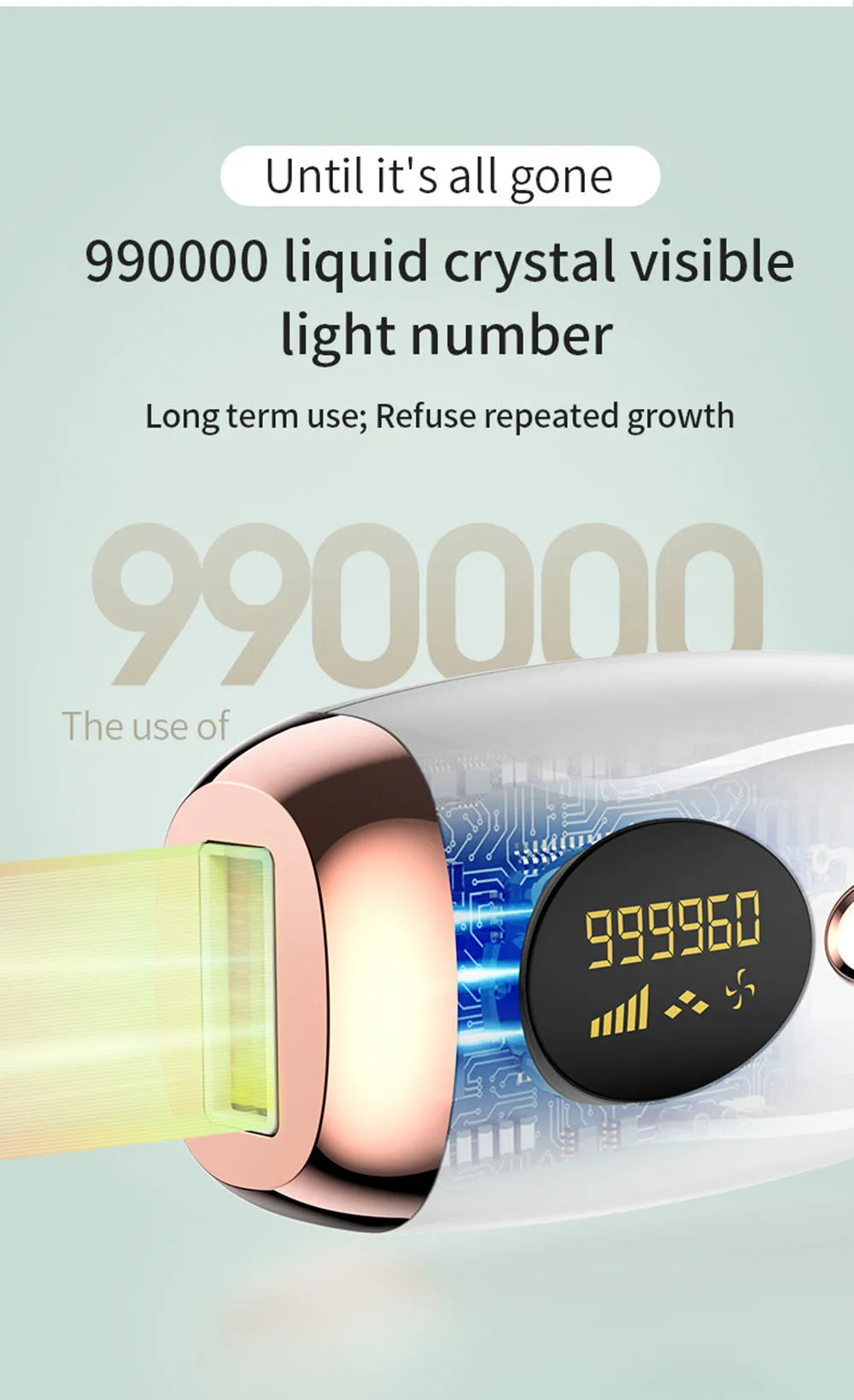 10   IPL Hair Removal Device 990000 Flashes Painless Permanent for Women Face Body Bikini Home Use LED Display