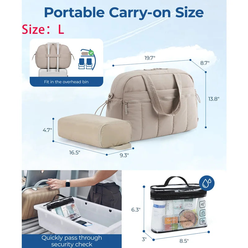 BAGSMART Women Duffle Bag for Travel with Wet Pocket Lightweight Water Resistant Carry on Weekender Gym Bag