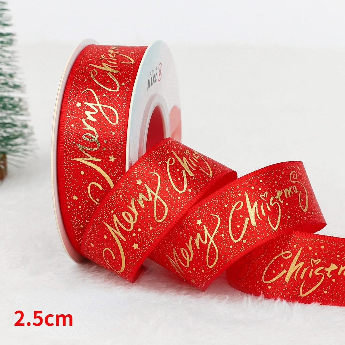 5yards Christmas Ribbon Printed Christmas Polyester Ribbon For Handmade Design Christma Decoration DIY Cake Bouquet Gift Packing