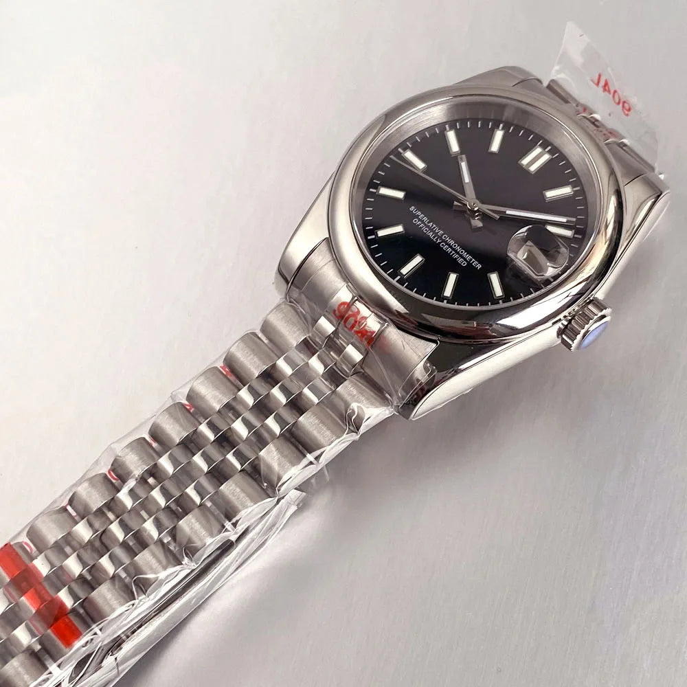 Tandorio New Round Sapphire Glass 200m Waterproof Black Sunbrust Dial Japan NH35A Automatic Mechanical Movement Men's Watch