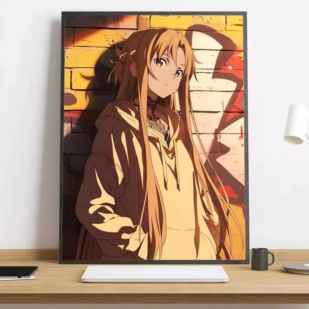 Anime Sword Art Online Kirito Asuna Painting Calligraphy HD Canvas Poster living room bedroom bar aesthetic decoration