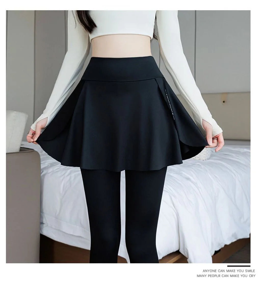 Women's two-in-one golf skirt leggings, high-waisted abdominal control tennis shorts with pockets, fitness running yoga pants