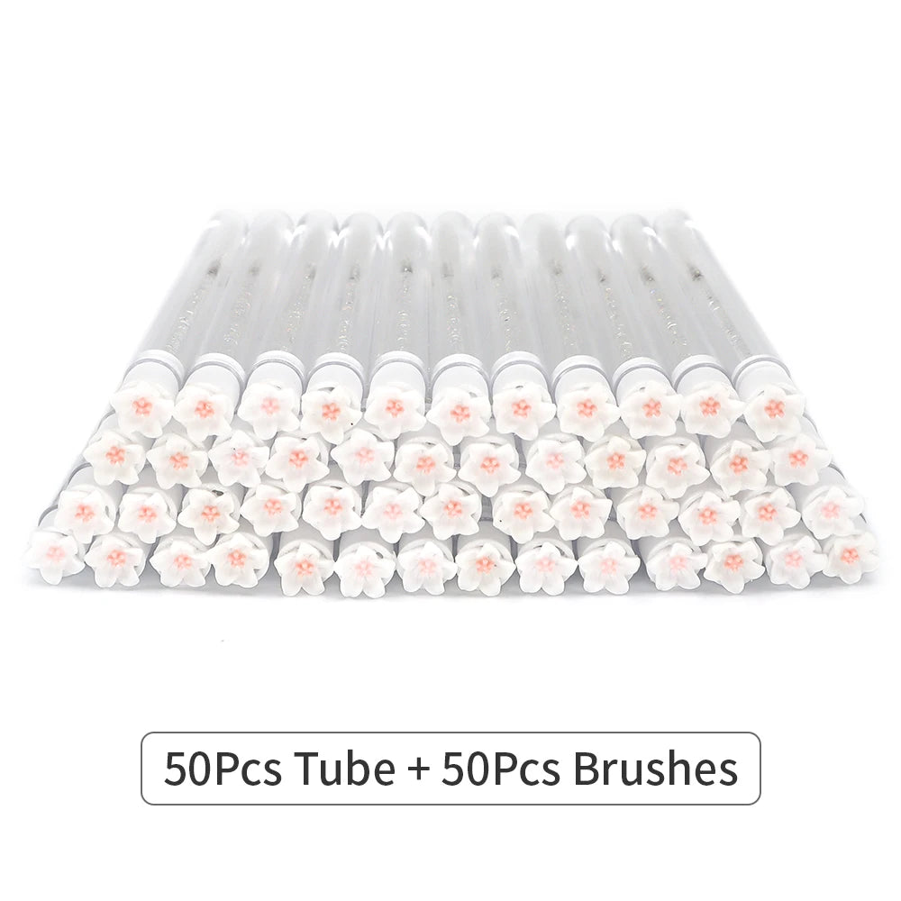 10/50Pcs Eyelash Brush Tubes With Crystal Lash Mascara Wands Eyebrow Comb Spoolies Container Lash Brush Applicators Makeup Tools