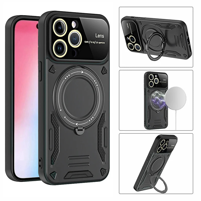 Camera Protect Shockproof  Armor Phone Case For Xiaomi 11T 12T Pro 13 13T Pro For Xiaomi 14 Pro Magnet Holder Ring Back Cover