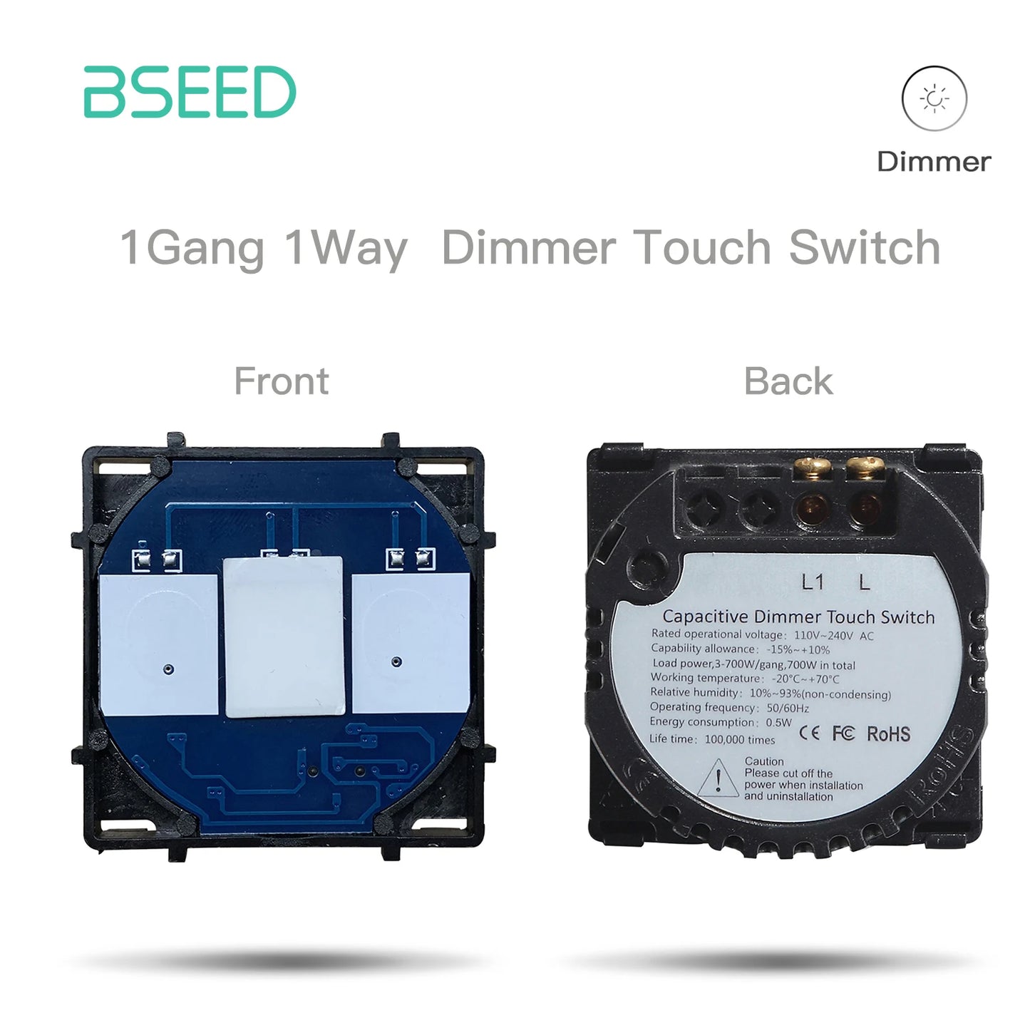 BSEED 1/2Gang Touch Light Dimmer Switch Function Base 1/2Way EU Socket Type-c USB Part Wall Glass Panels DIY Free Combination