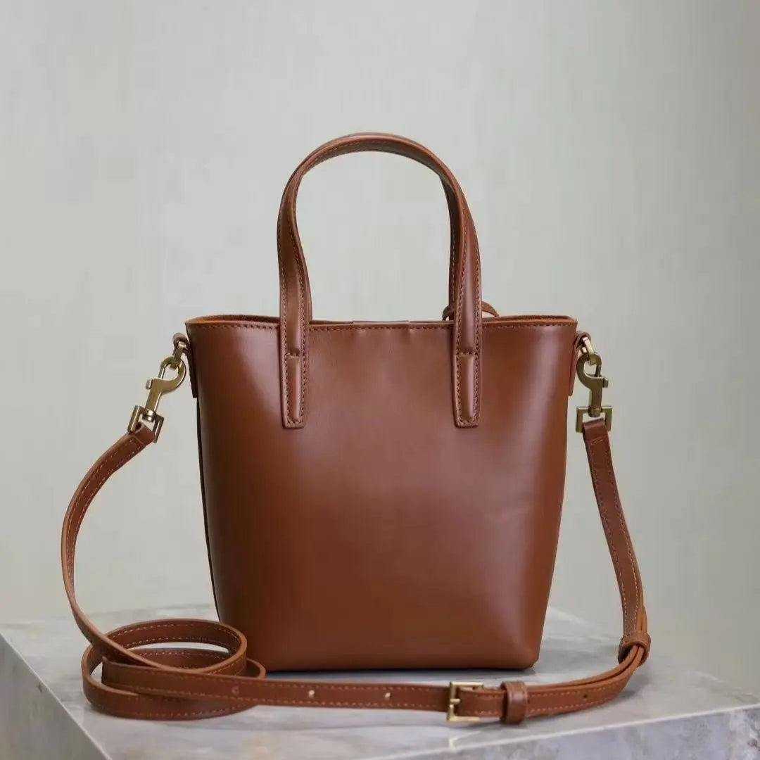 Designer Brand New High Quality First Layer Cowhide Hand Bill Shoulder Bag Women's Fashion Bucket Bag Crossbody