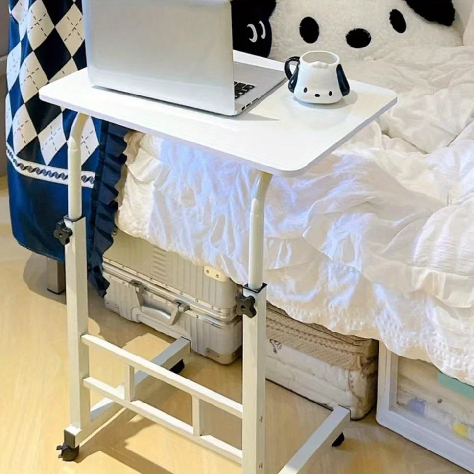 Study Table Bed Side Table Office Computer Table, Universal Pulley+adjustable Height|Ideal for Studying, Working & Storage