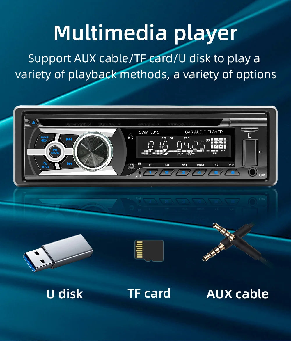 BQCC 1 Din Universal Car DVD/CD/VCD Player AI Voice BT USB TF AUX Input RDS Radio Locate a car Wiring protection EQ Car Stereo